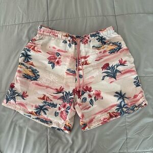 Floral Print Men Swim Board Shorts